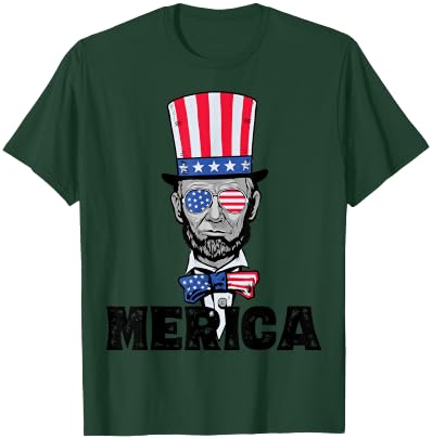 4th of July Abe Lincoln Merica BZR Funny Kids T-Shirt - T-Shirt | Forest
