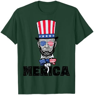 4th of July Abe Lincoln Merica BZR Funny Kids T-Shirt - T-Shirt | Forest