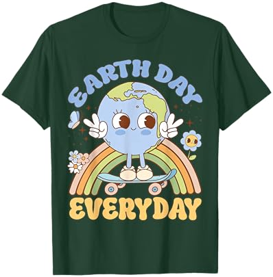 Cute Kawaii Earth Day Everyday Skateboard Rainbow T-Shirt - T-Shirt | Forest