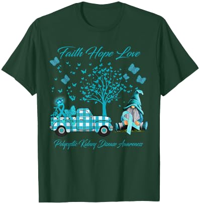 Faith Hope Love Polycystic Kidney Disease Awareness Gifts T-Shirt - T-Shirt | Forest