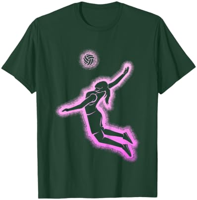 Volleyball Mädchen Damen Schwarz S V-Ausschnitt Kurzarm Klassisch Pull-On 1 Count T-Shirt - T-Shirt | Forest