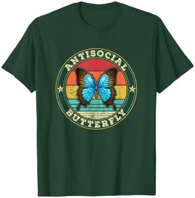 Antisocial Butterfly Vintage Retro Introvert T-Shirt - T-Shirt | Forest