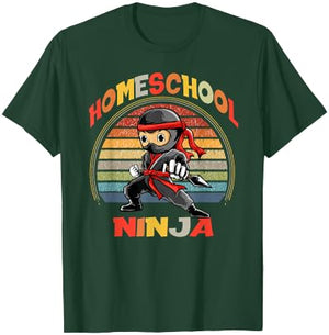 XMP Homeschool Apparel Little Homeschool Ninja - Men's Black Cotton Polyester Short Sleeve - Small T-Shirt - T-Shirt | Forest