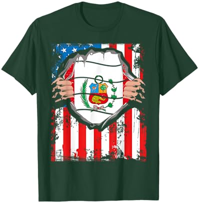 Peruvian American Grown Patriot Peru Flag from USA T-Shirt - T-Shirt | Forest