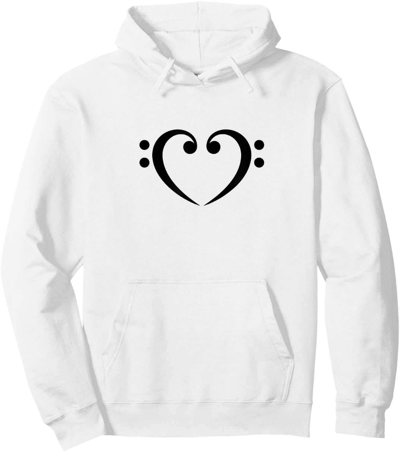 Bass, Clef, Heart, I LOVE, Music, Bassist, Musician, Band Hoodie - Hoodie | White