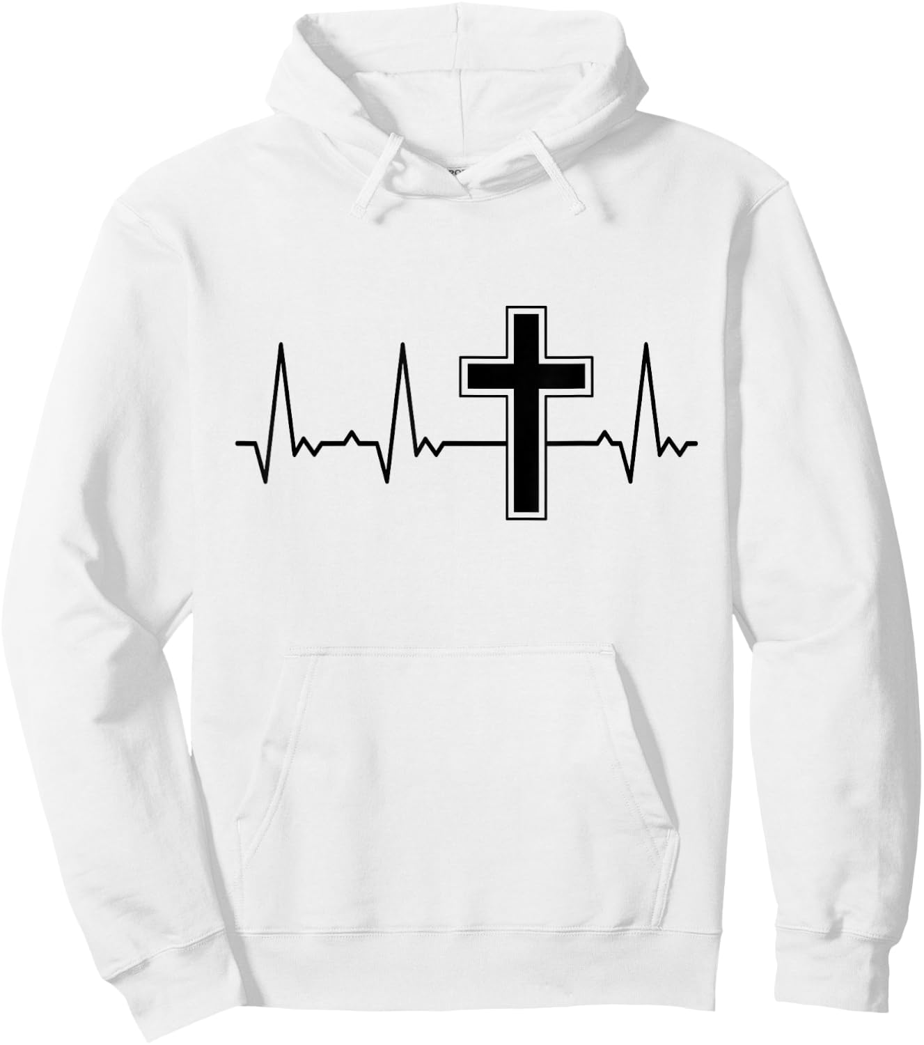 Heartbeat Graphic Gifts Women Men Kids Heartbeat Cross Grey -Adults, Kids Graphic Modern Graphic Small Classic Fit Short Sleeve Cotton, Polyester Blend Hoodie - Hoodie | White