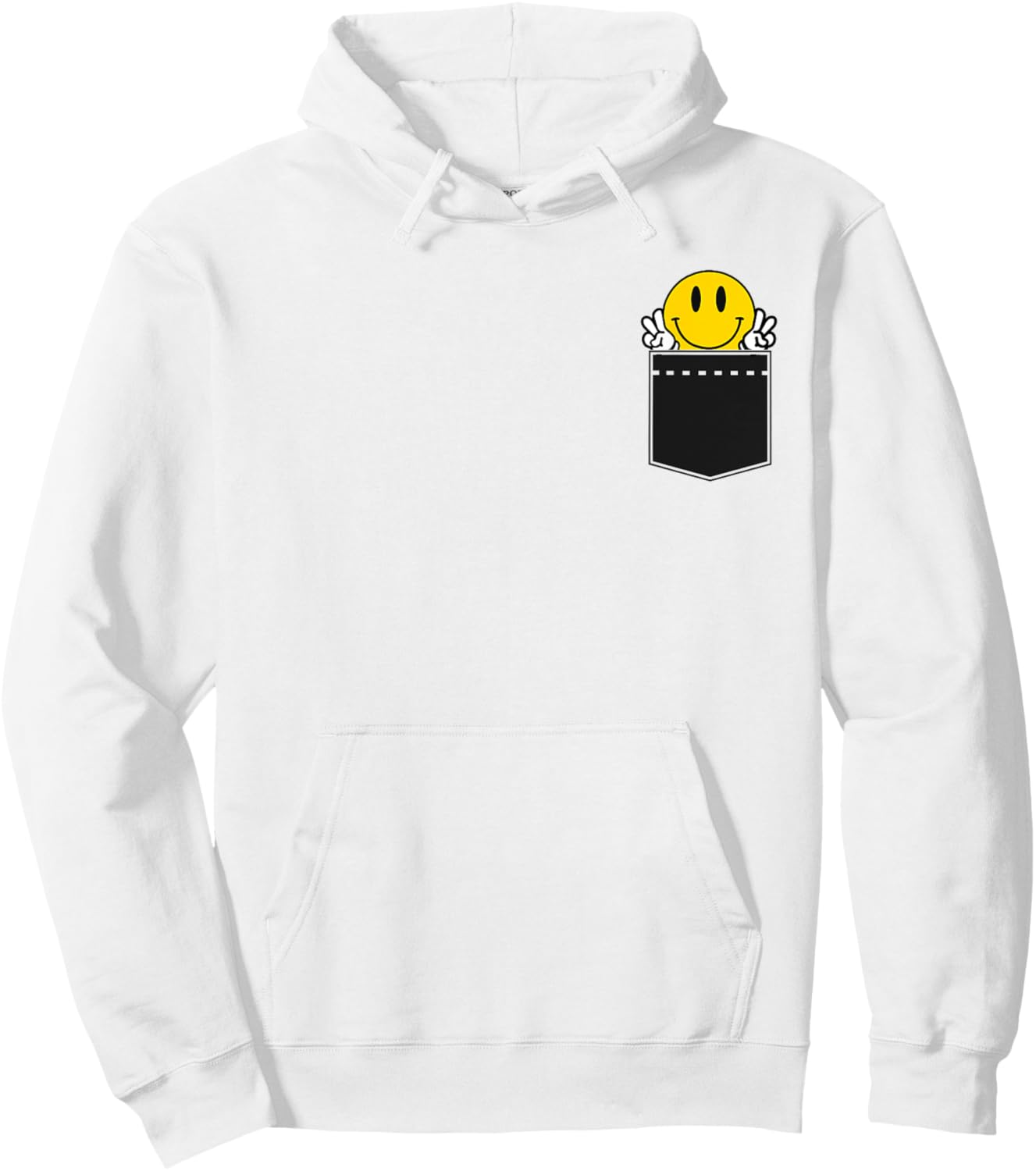 Yellow Smile Face Cute Checkered Peace Smiling Happy Face Hoodie - Hoodie | White