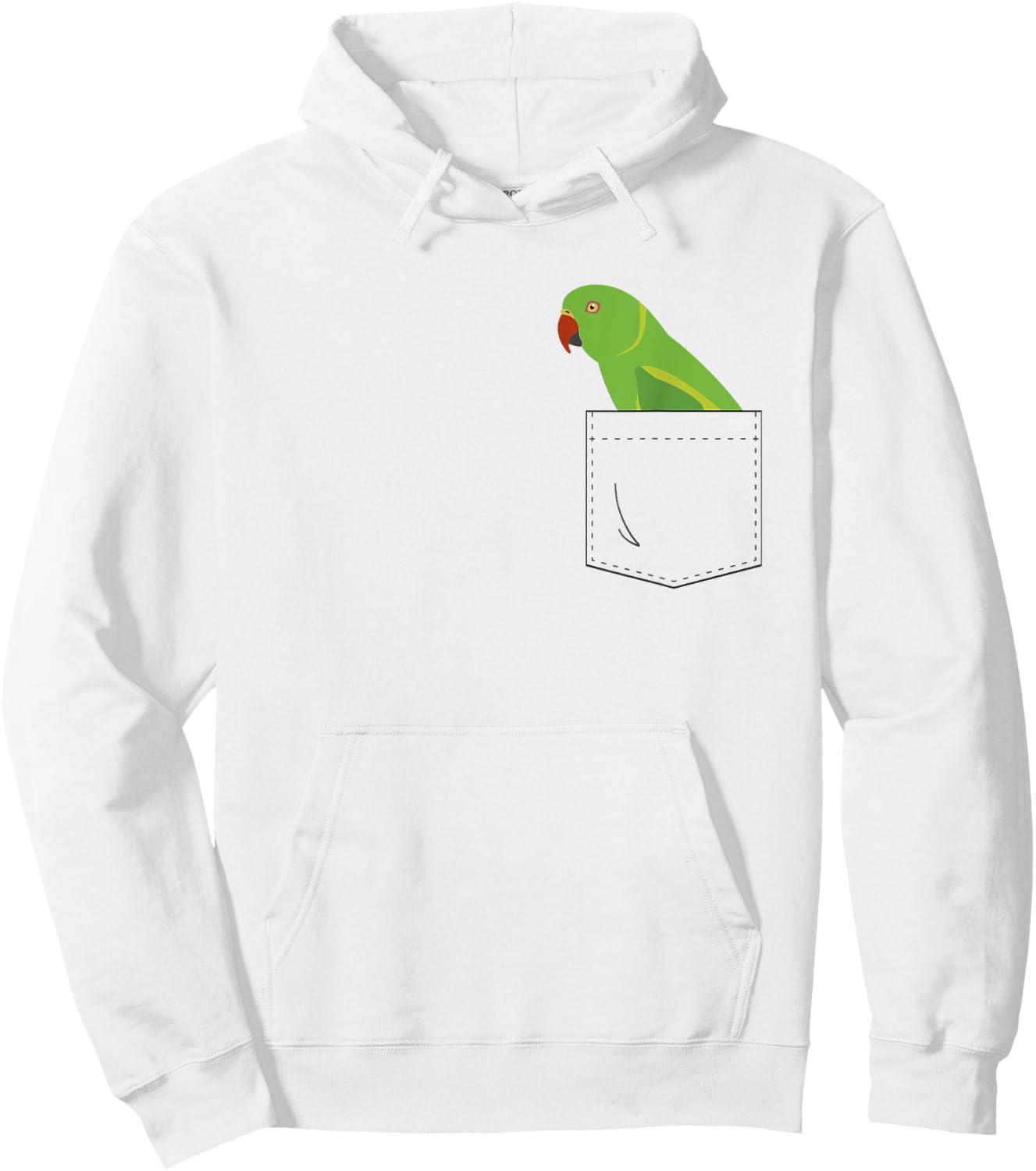 Indian Ringneck Parakeet Parrot Fake Pocket Hoodie - Hoodie | White
