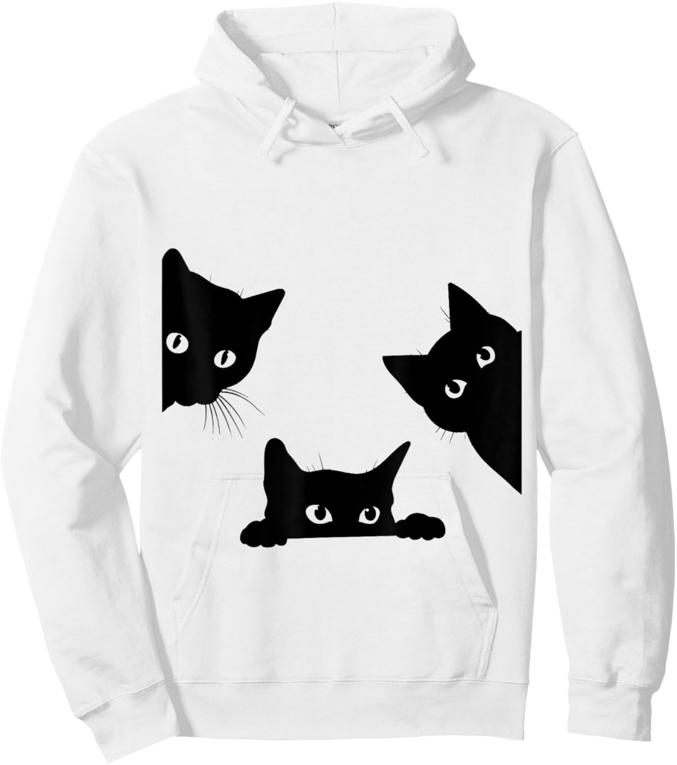 Black Cat Peeking Hoodie - Hoodie | White