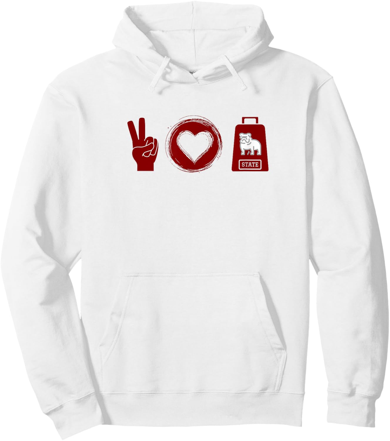 Peace, Love, Cowbell Mississippi Game Day Hoodie - Hoodie | White