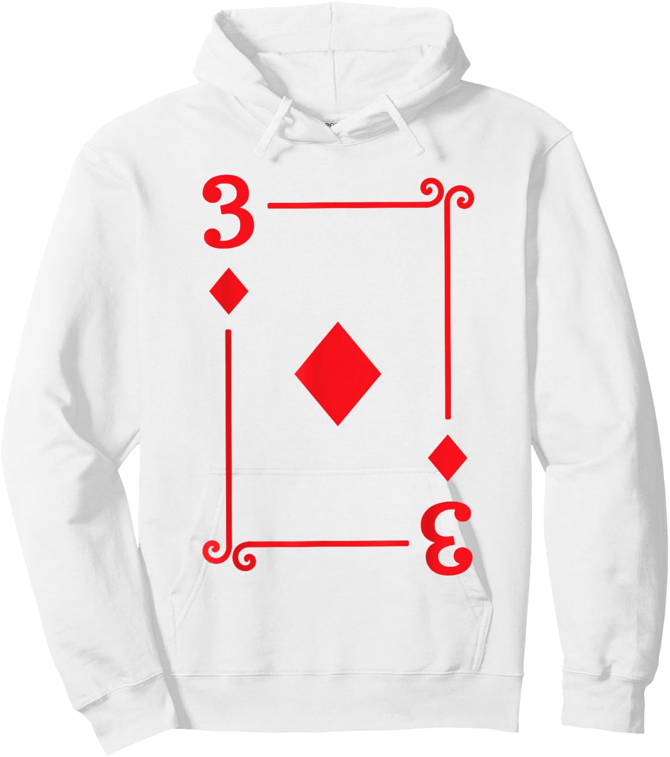 Playing Card Costume - 3 Diamonds Card - Three Card Hoodie - Hoodie | White