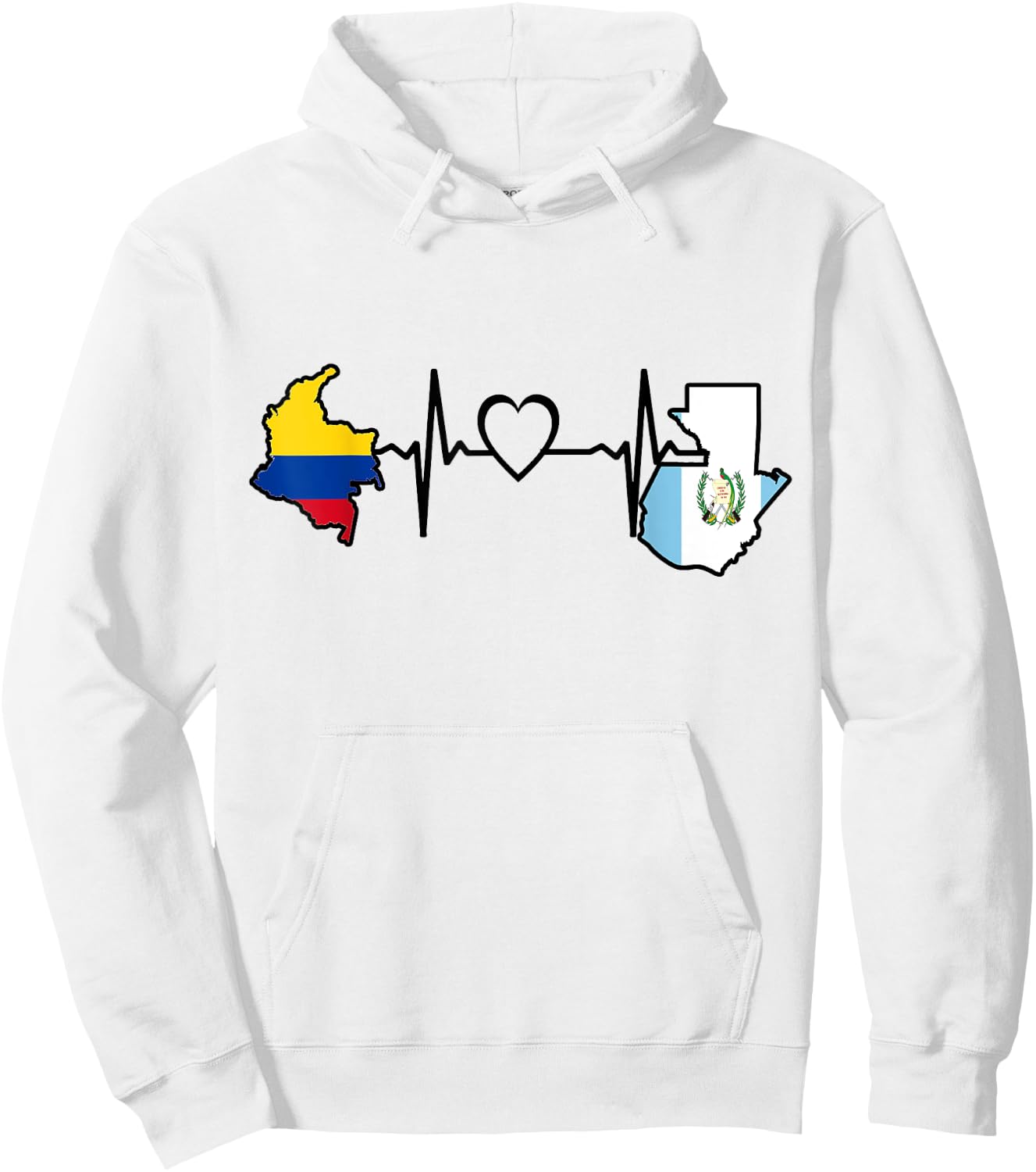Guatemala Colombia Flag Guatemalan Colombian Heartbeat Hoodie - Hoodie | White
