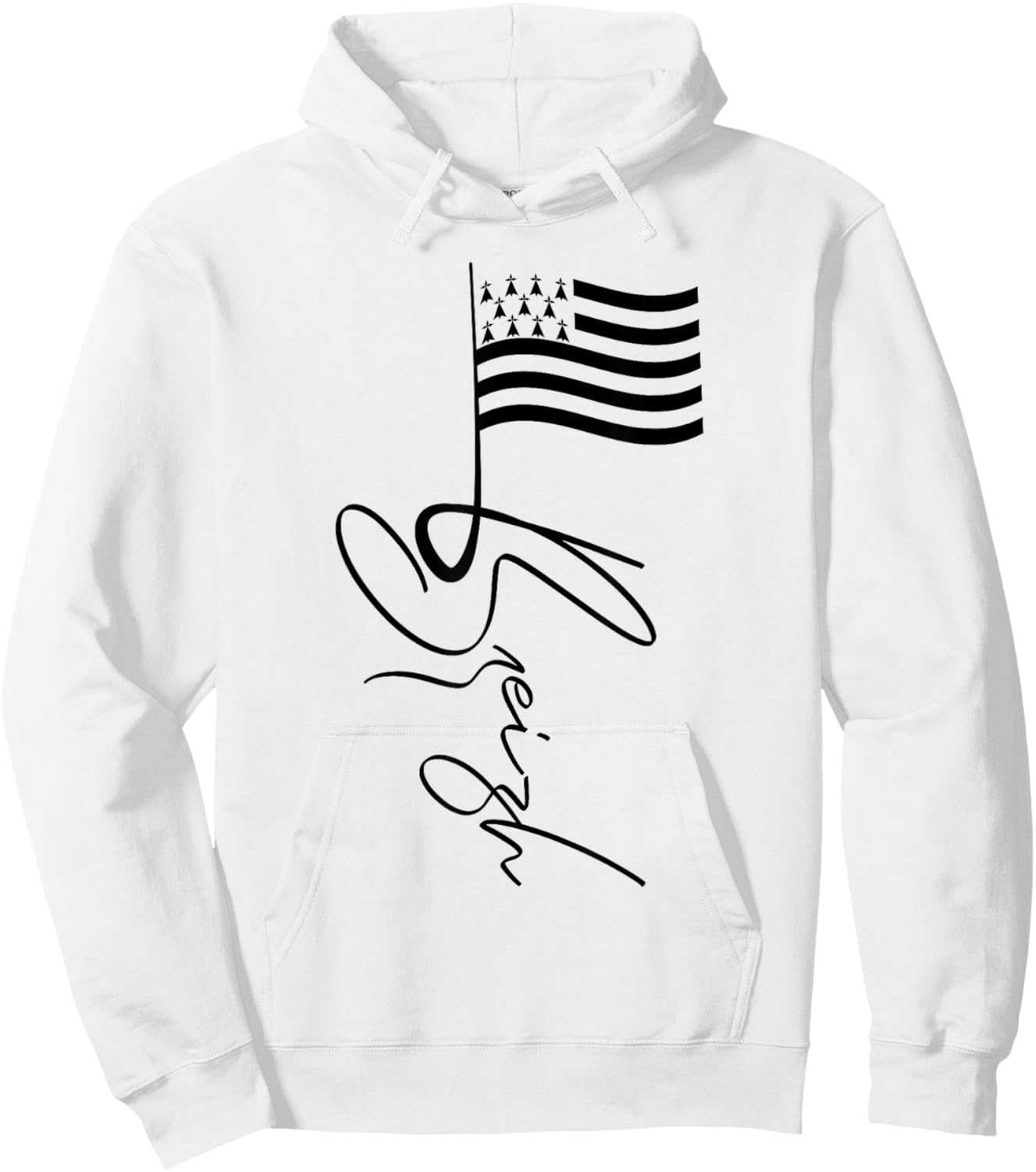 Brittany France Signature Flag Pole - Breizh Breton Flag Hoodie - Hoodie | White