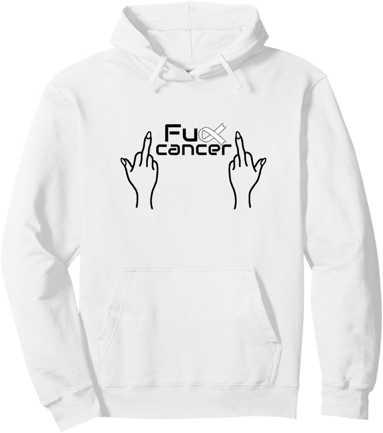 Fuck cancer / cancer white ribbon / lung cancer Hoodie - Hoodie | White