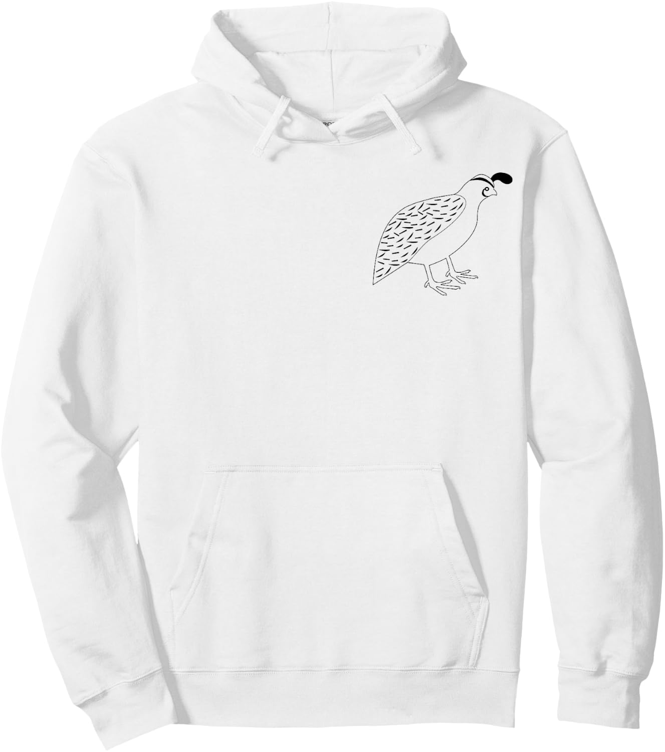 Cool Quail Game Bird California State Drawing Pocket Print Hoodie - Hoodie | White