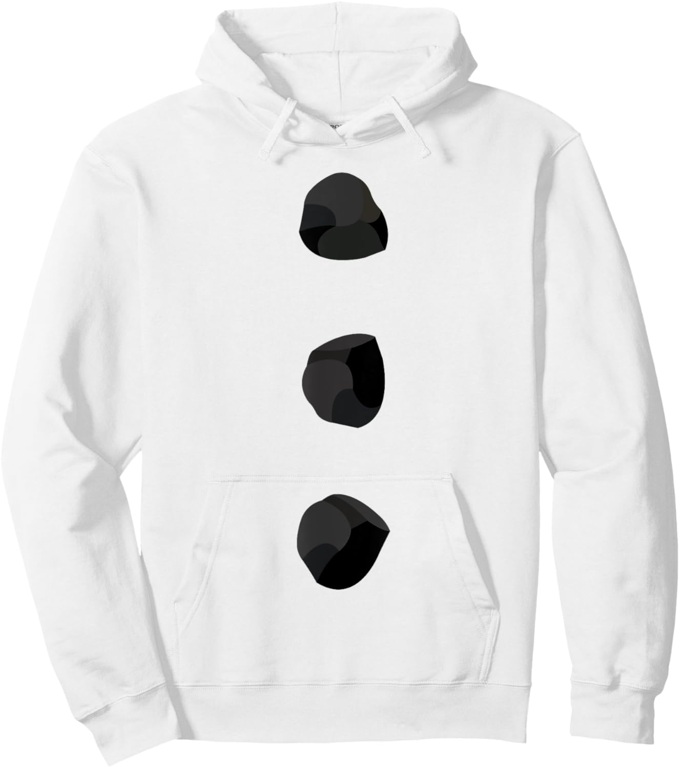 Snowman Costume Shirt Three Black Buttons on White Hoodie - Hoodie | White