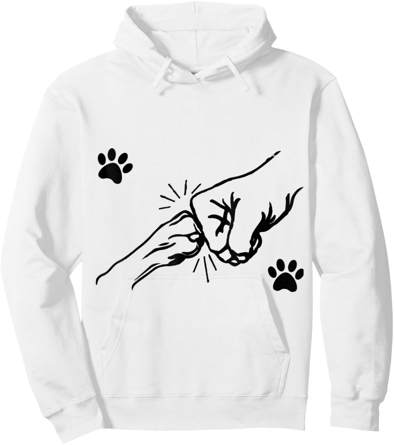Dog Paw Fist Bump Best Friend Pet Designs Women Dog Lovers Grey Small Modern Graphic Hoodie - Hoodie | White