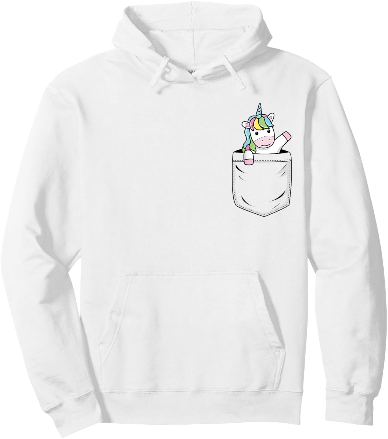 Unicorn Lovers Cute Funny Unicorn In Pocket Hoodie - Hoodie | White