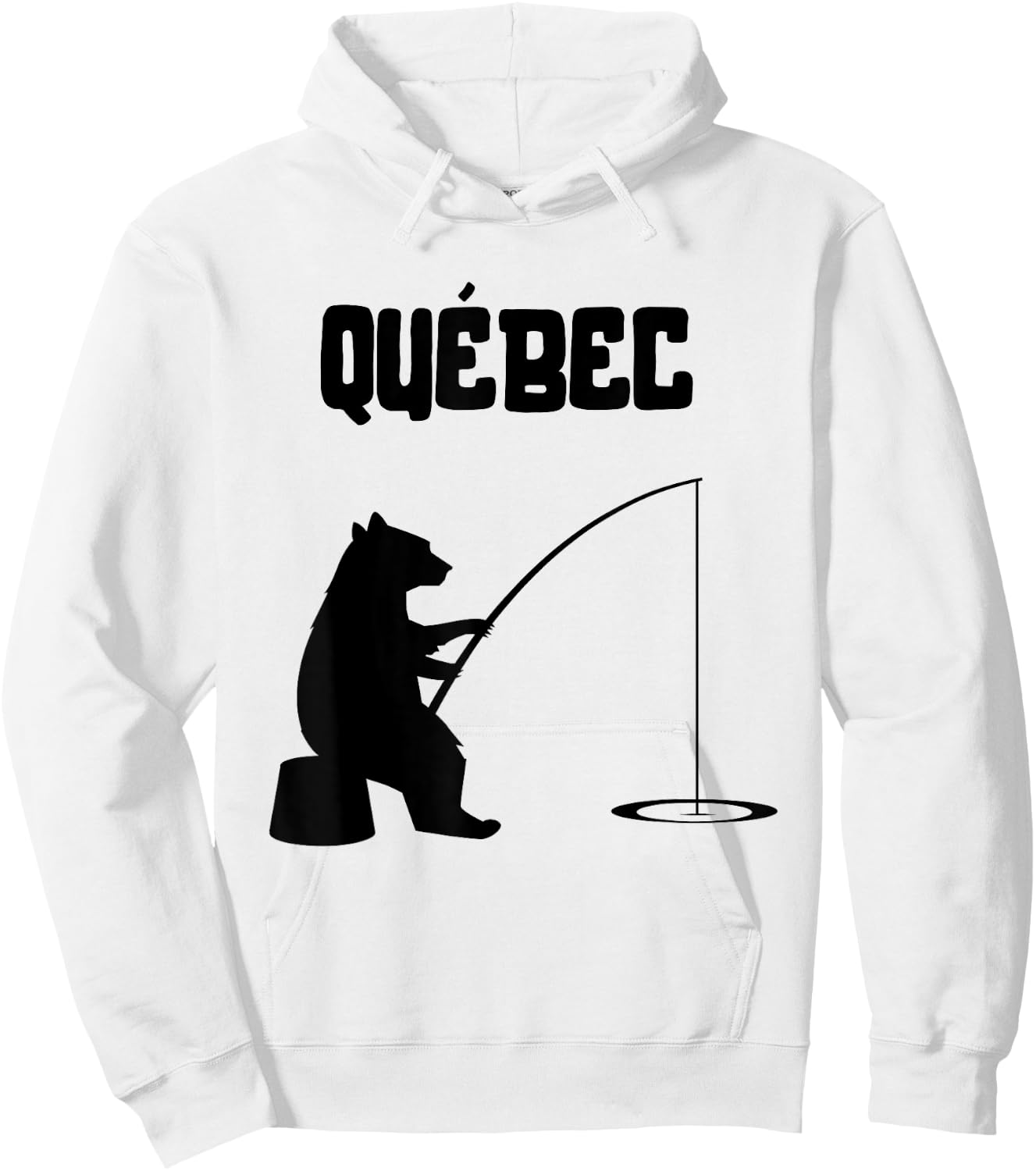 Quebec Shirt | QC Bear Fishing Hoodie - Hoodie | White