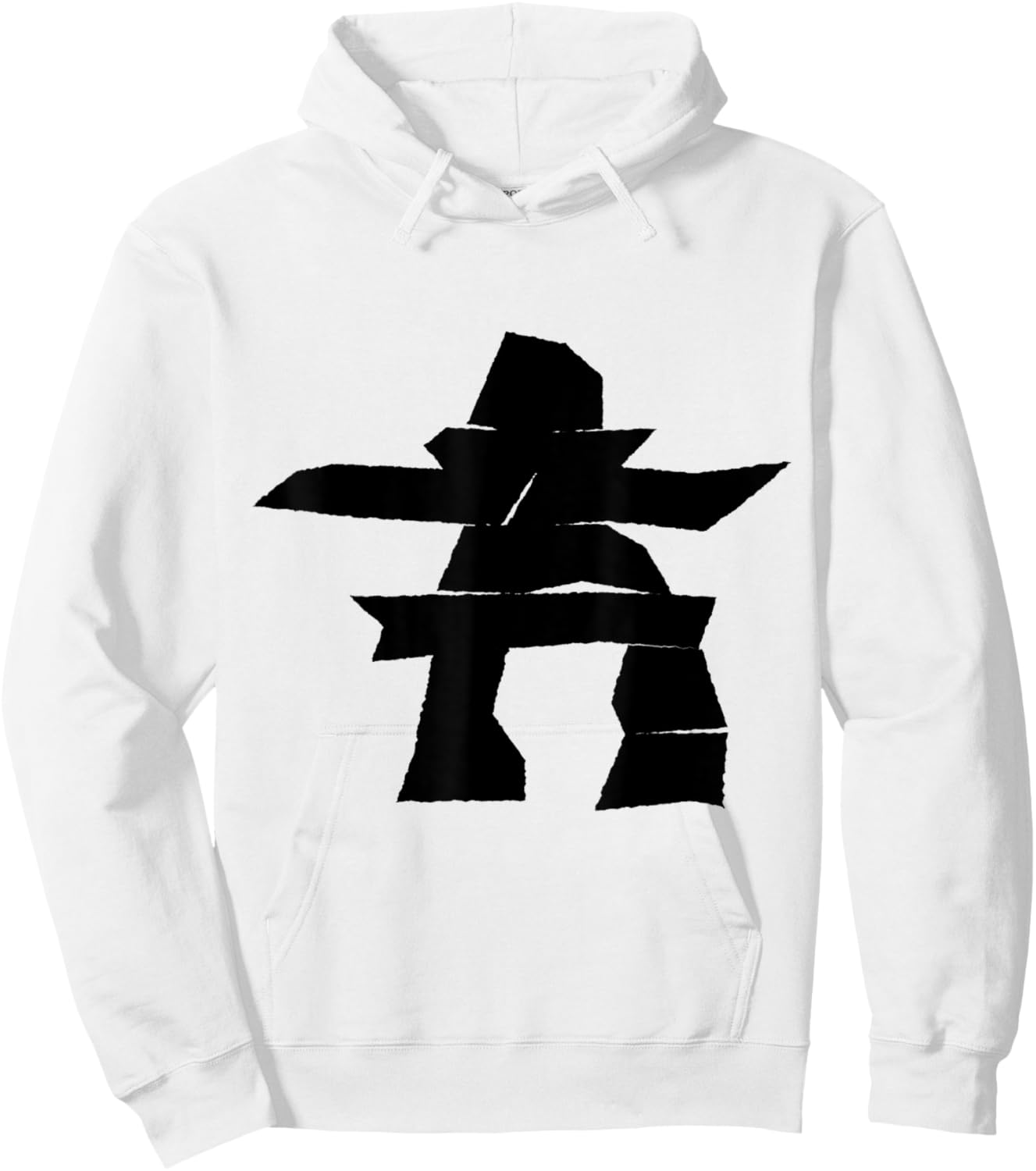 Black Inukshuk Silhouette Hoodie - Hoodie | White