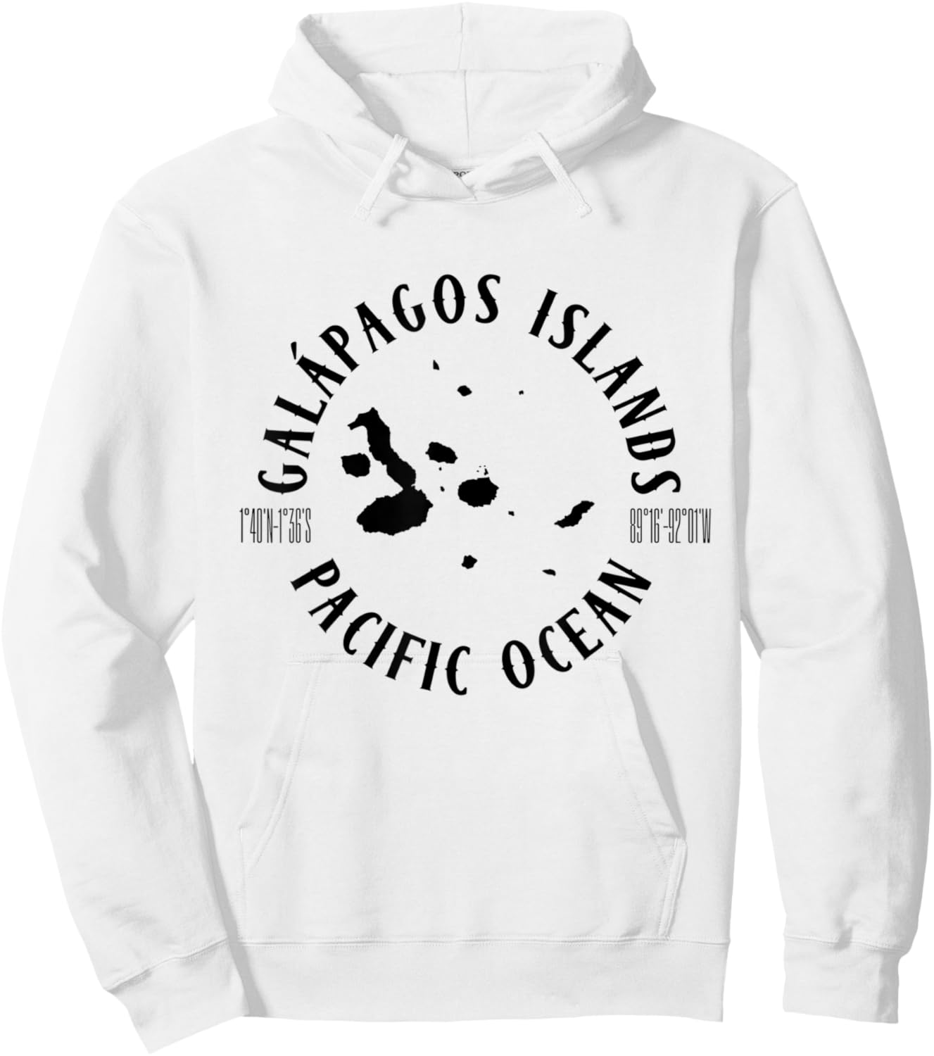 Galapagos Islands Ecuador With Map And Coordinates Graphic Hoodie - Hoodie | White