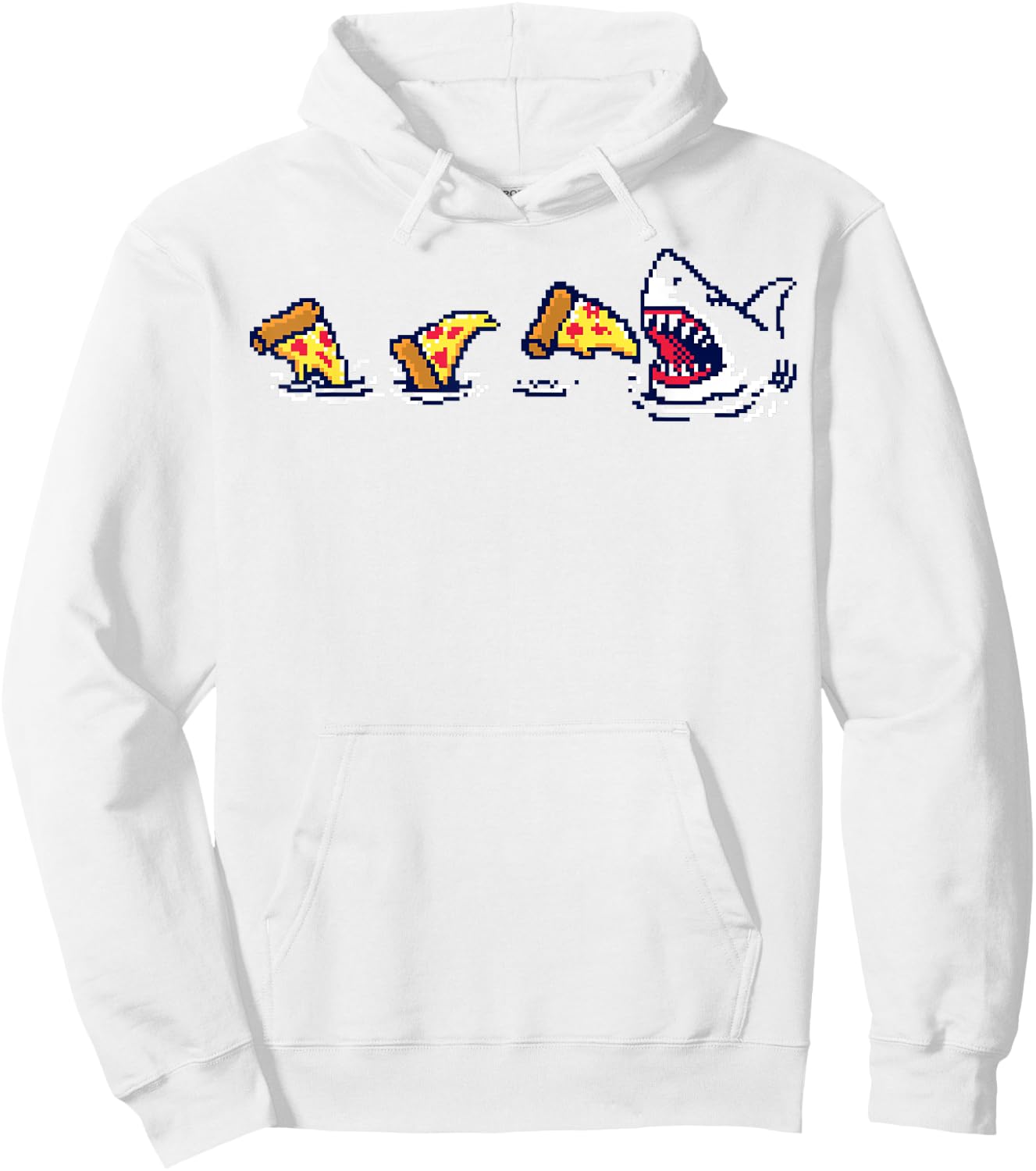 Pizza Shark 8-Bit Hoodie - Hoodie | White