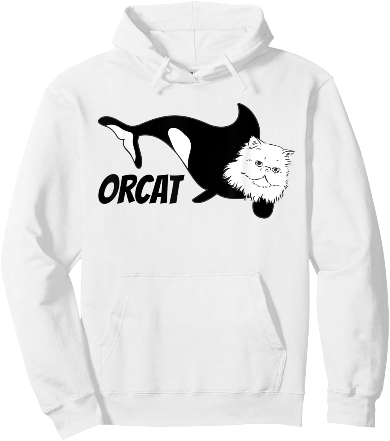 Funny orcat orca whale cat orcat pun joke fish cats feline Women Kids Hoodie - Hoodie | White