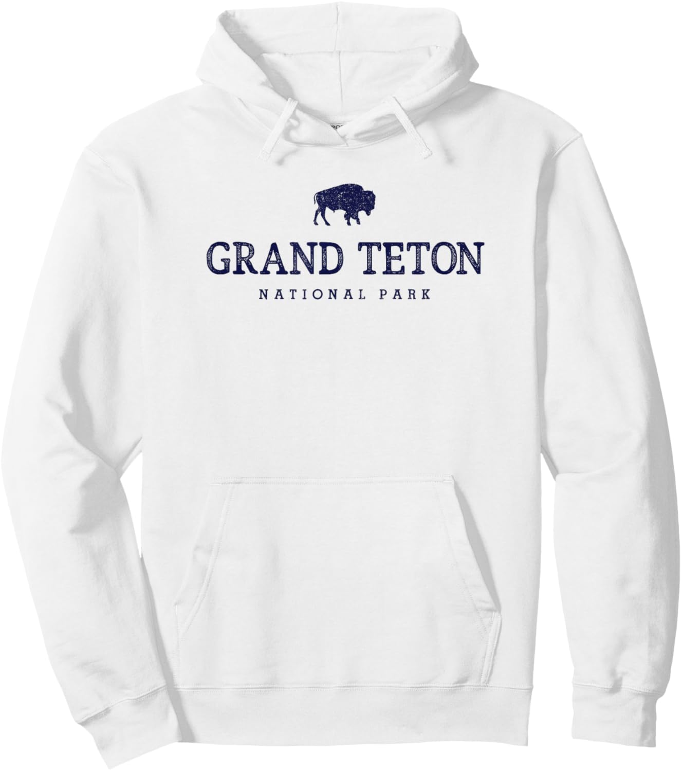 Grand Teton National Park Bison Vintage Hiking Souvenir Hoodie - Hoodie | White