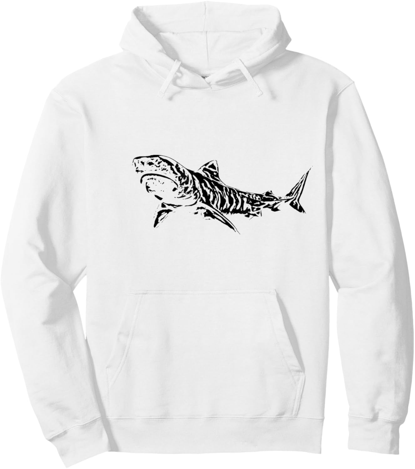 Tiger Shark Motif Shark Hoodie - Hoodie | White