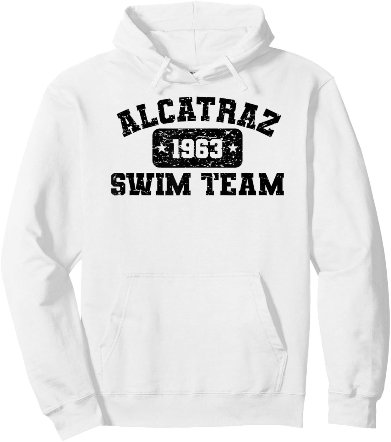 Old Man and the Ts Alcatraz Swim Team - Vintage Athletic Distressed Hoodie - Hoodie | White