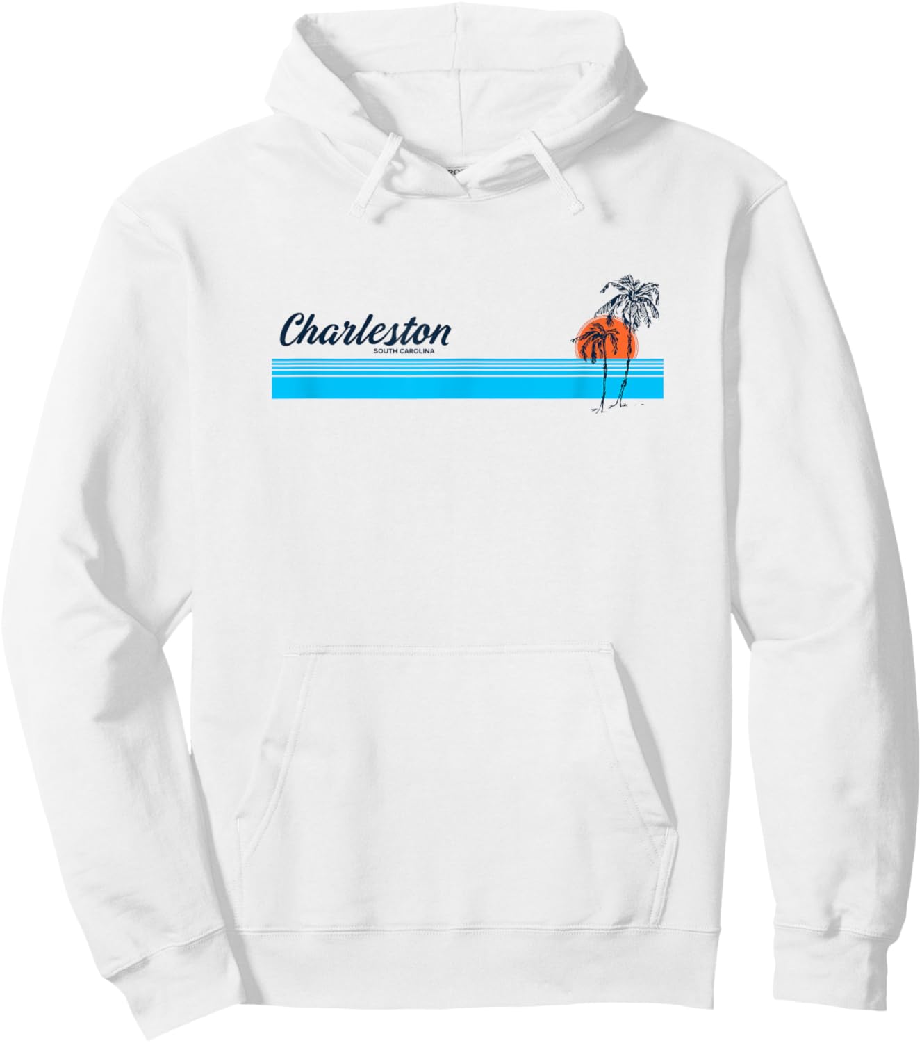 Charleston SC Vintage 70s Palm Trees Design Hoodie - Hoodie | White