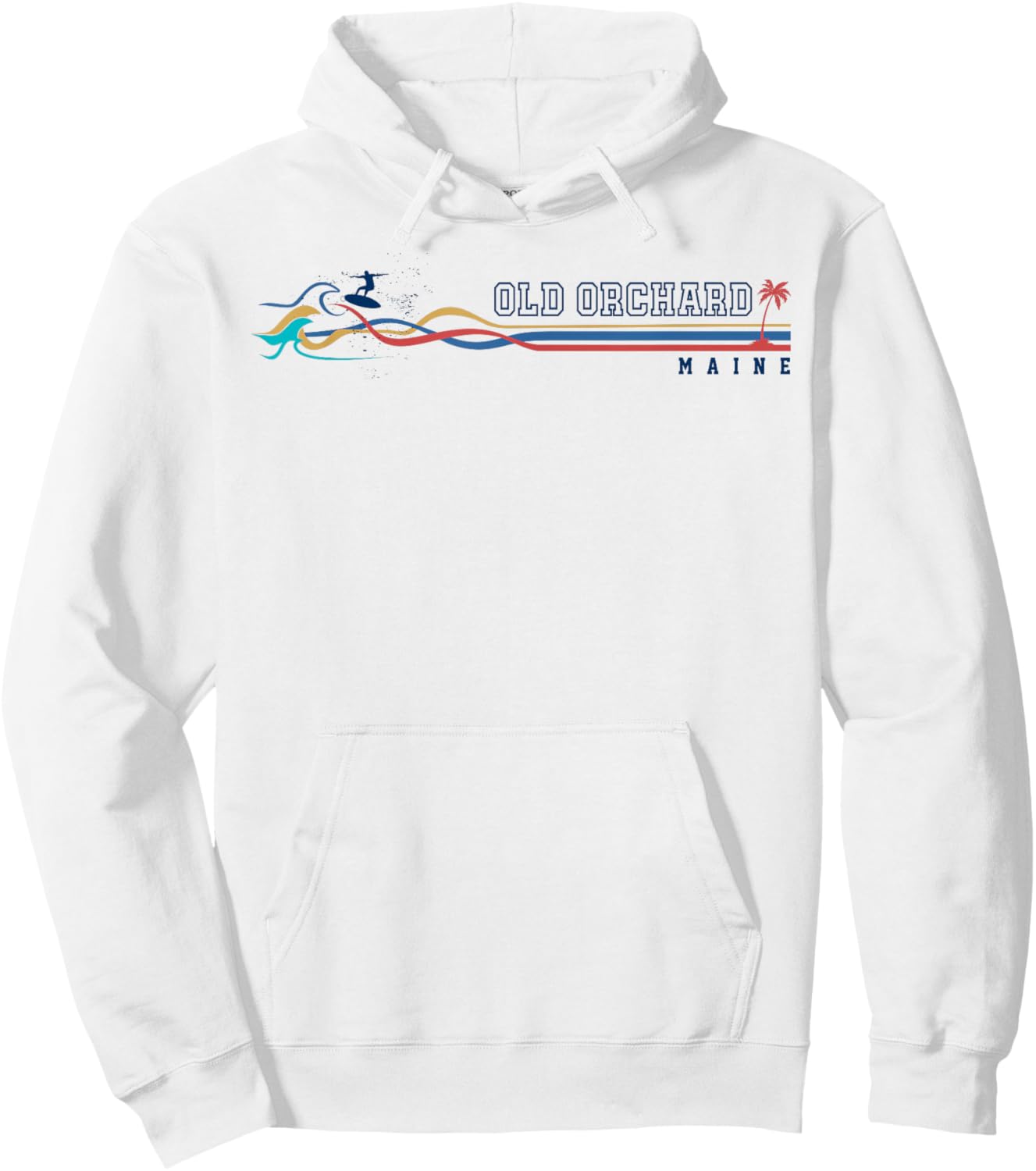 Retro Old Orchard Beach Maine Men Women Surfboarder Hoodie - Hoodie | White