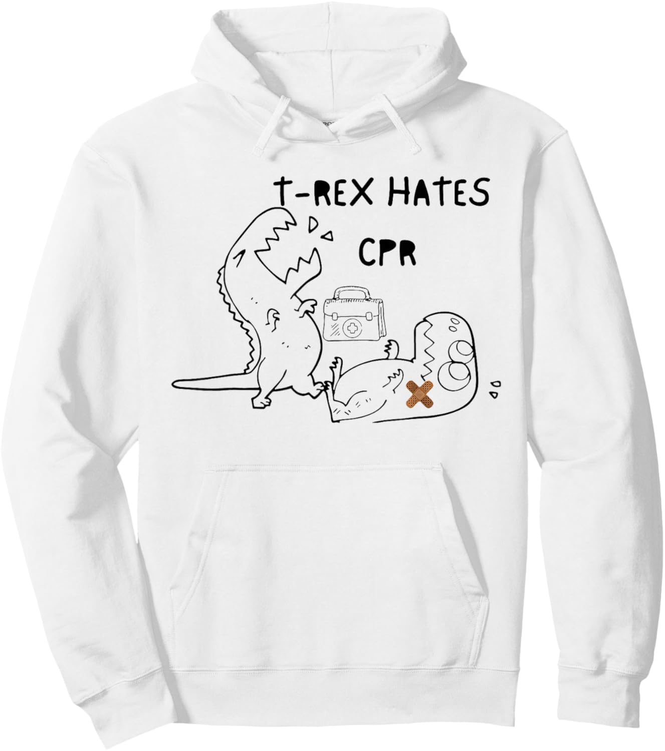 T-Rex Hates CPR Dinosaurs Hoodie - Hoodie | White