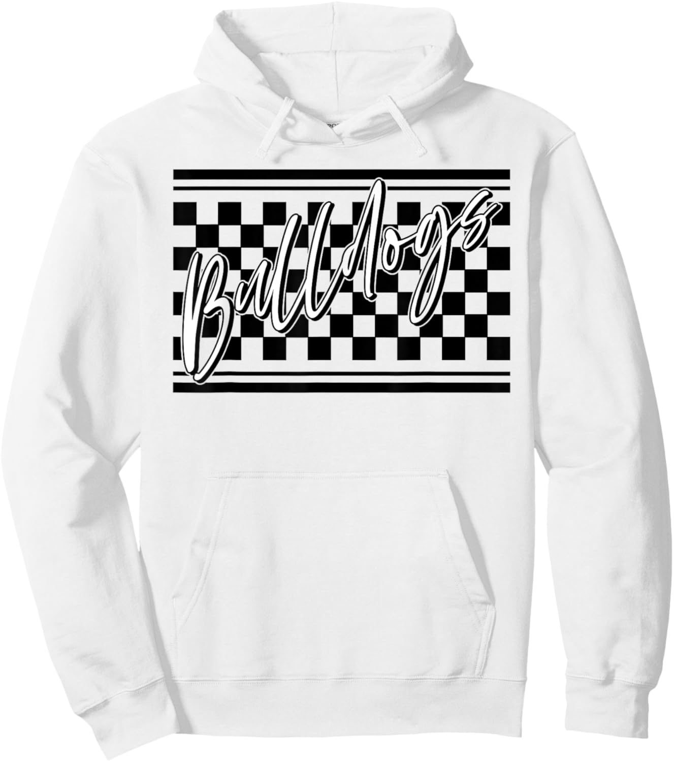 Bulldogs School Spirit Blue Bulldog Pride Checkered Print Hoodie - Hoodie | White