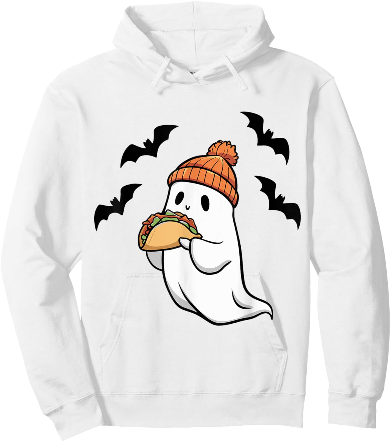 Funny Ghost Eating Tacos Spooky Taco Halloween Food Costume Hoodie - Hoodie | White