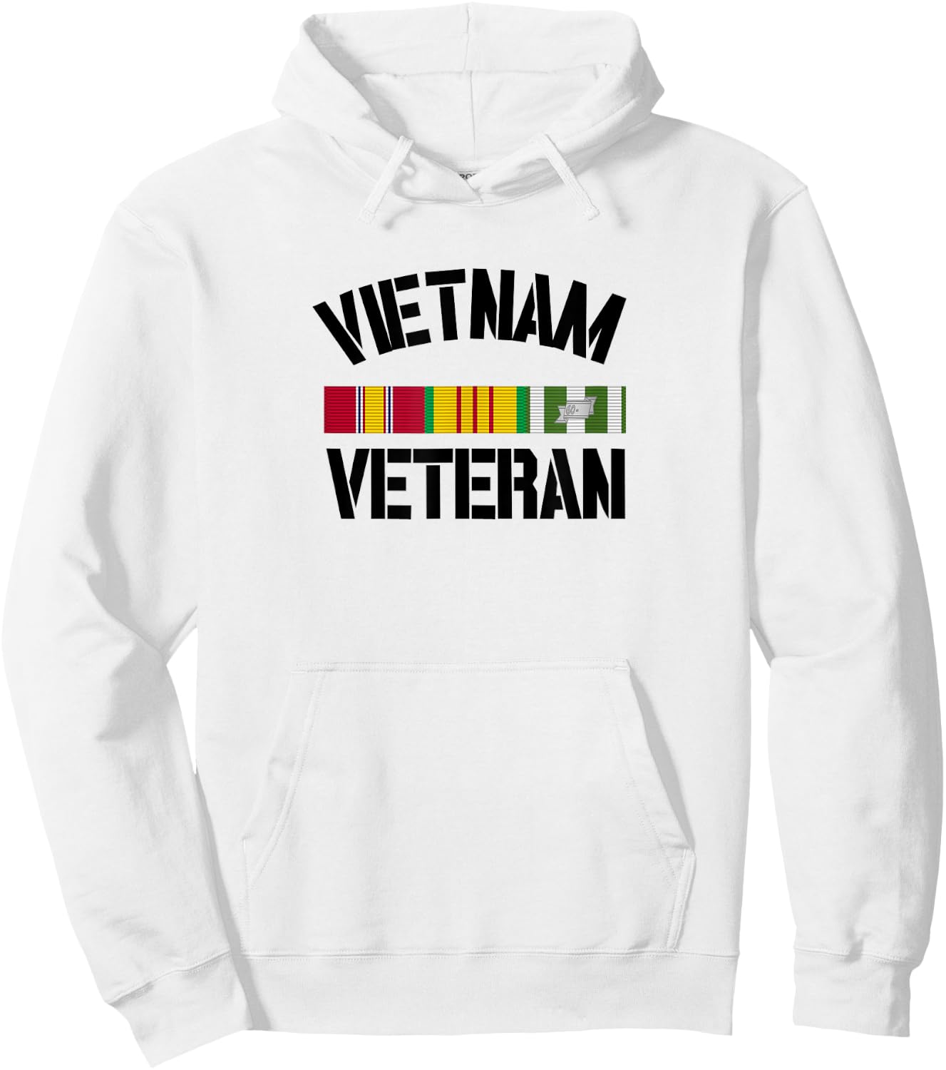 Patriotic American Creations by Revinct Designs Vietnam Veteran Pride Service Ribbon - Men's Grey Classic Fit Short Sleeve - Size Small Hoodie - Hoodie | White