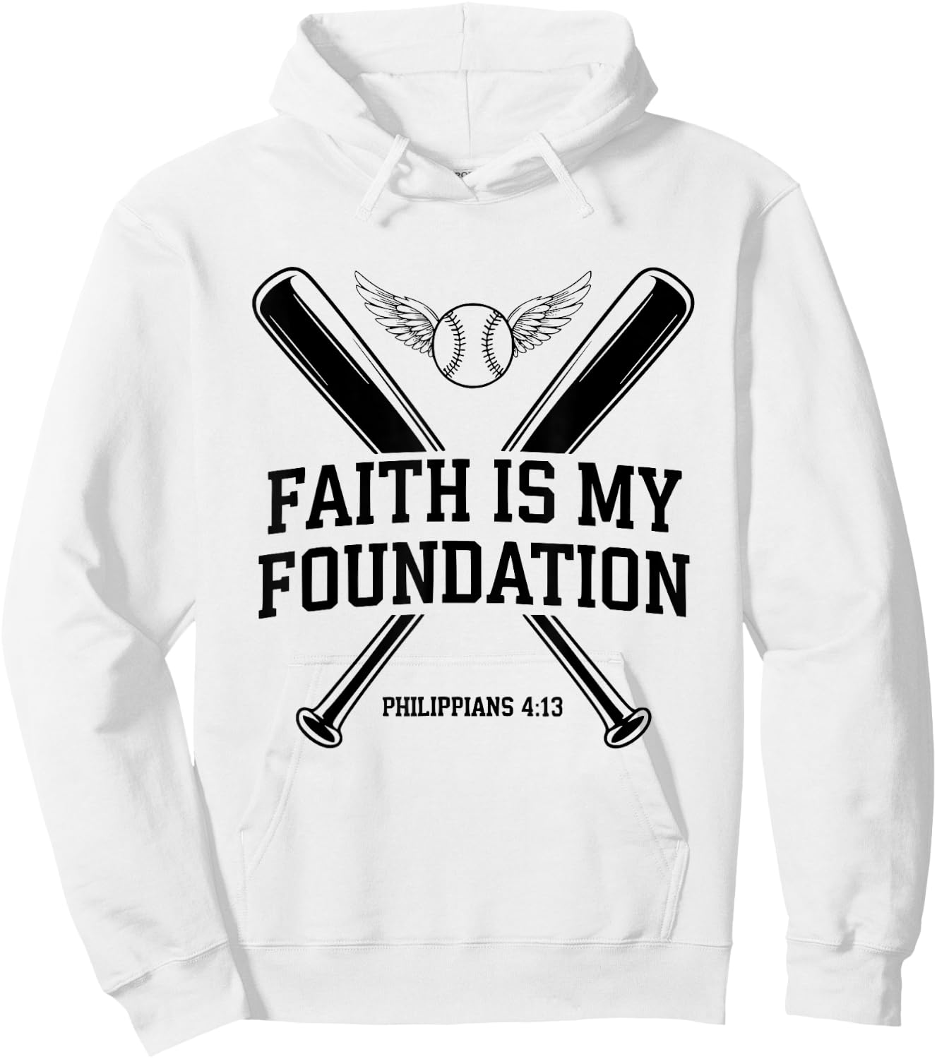 Christian Baseball Player Sports Bible Verse Theme Hoodie - Hoodie | White