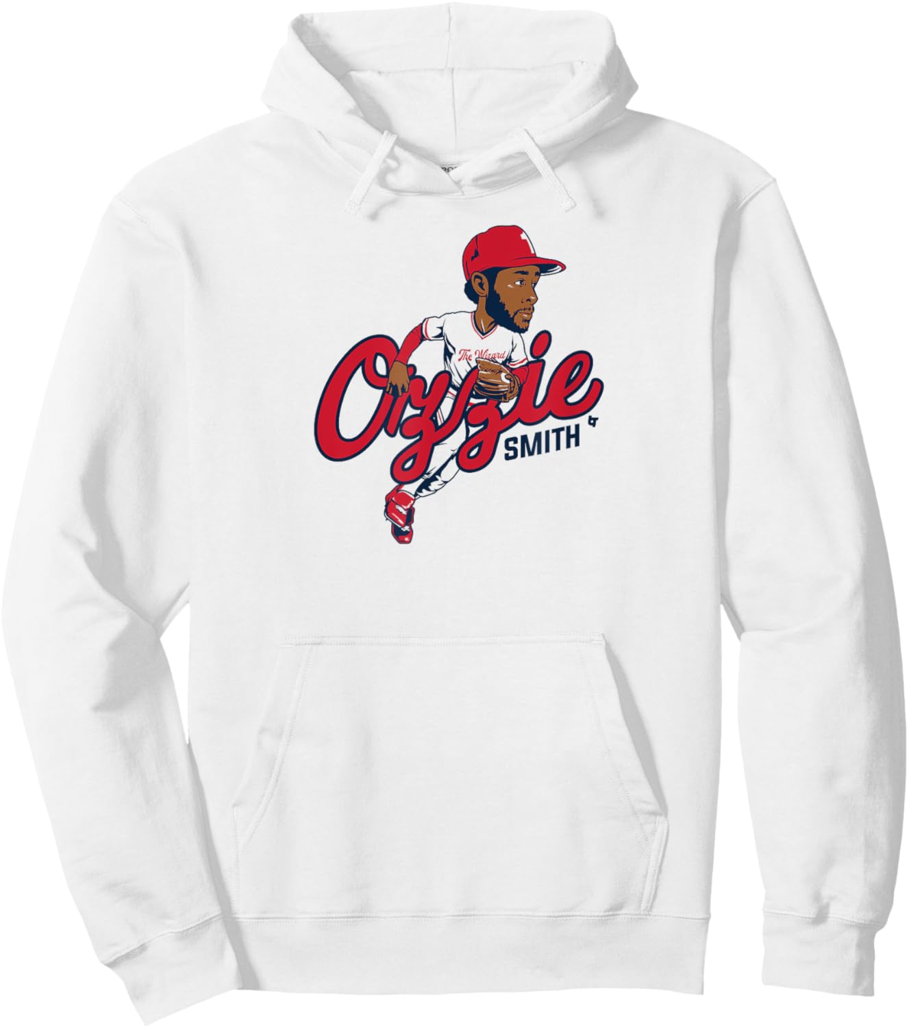 Ozzie Smith: Caricature - St. Louis Baseball Hoodie - Hoodie | White