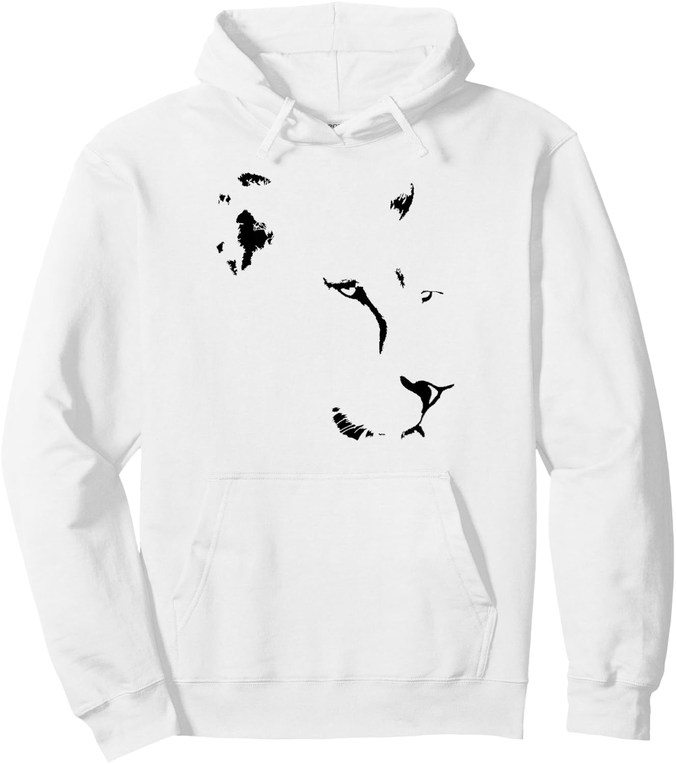 Lioness Face in Minimalist Line Art for Lion Fans Hoodie - Hoodie | White
