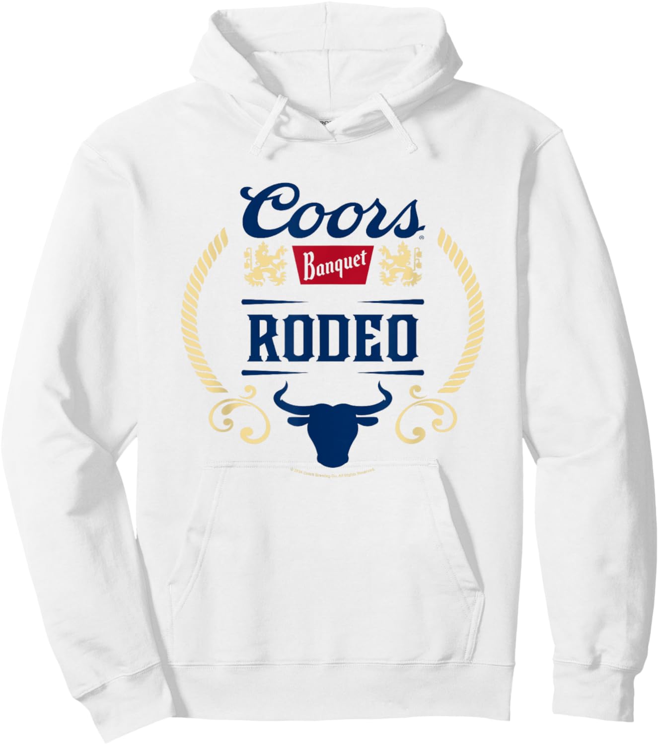 Coors Banquet Rodeo Bull Face Vintage Logo Hoodie - Hoodie | White