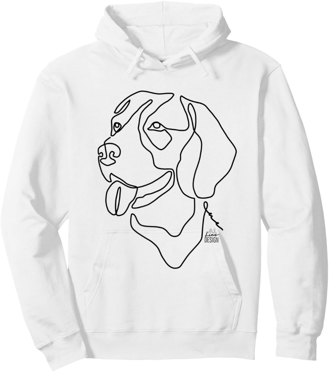 Beagle Original 1 Line Art Dog Illustration Hoodie - Hoodie | White
