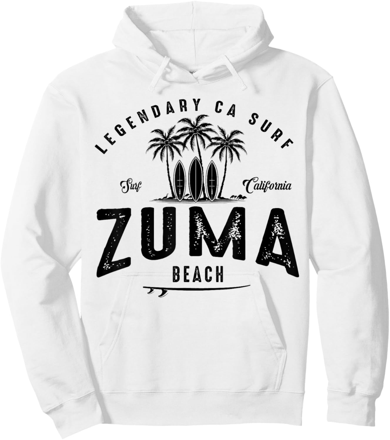THREE VINTAGE SURFBOARDS AND PALMS - Zuma Beach Hoodie - Hoodie | White