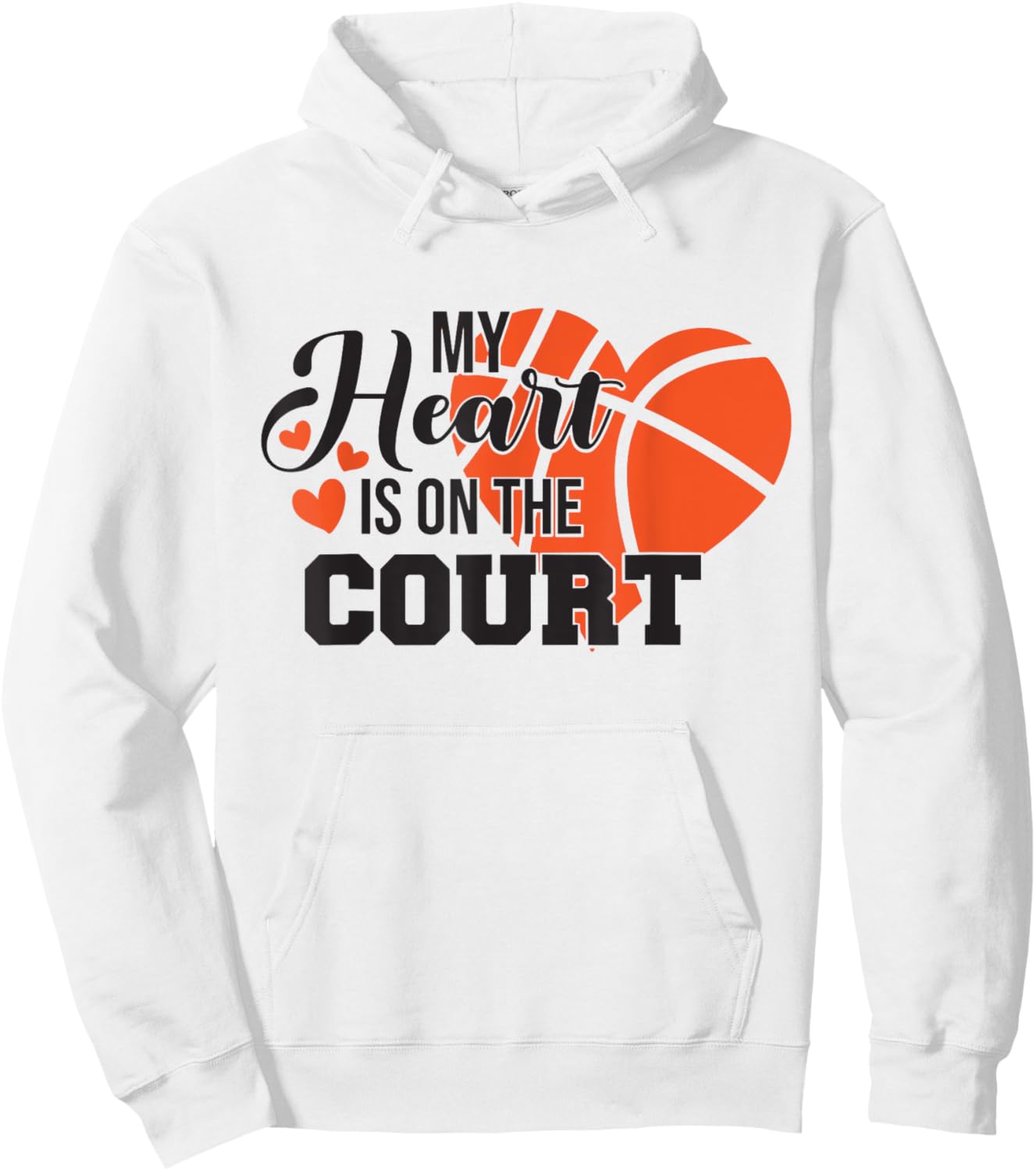 My heart is on that court women basketball kids Hoodie - Hoodie | White