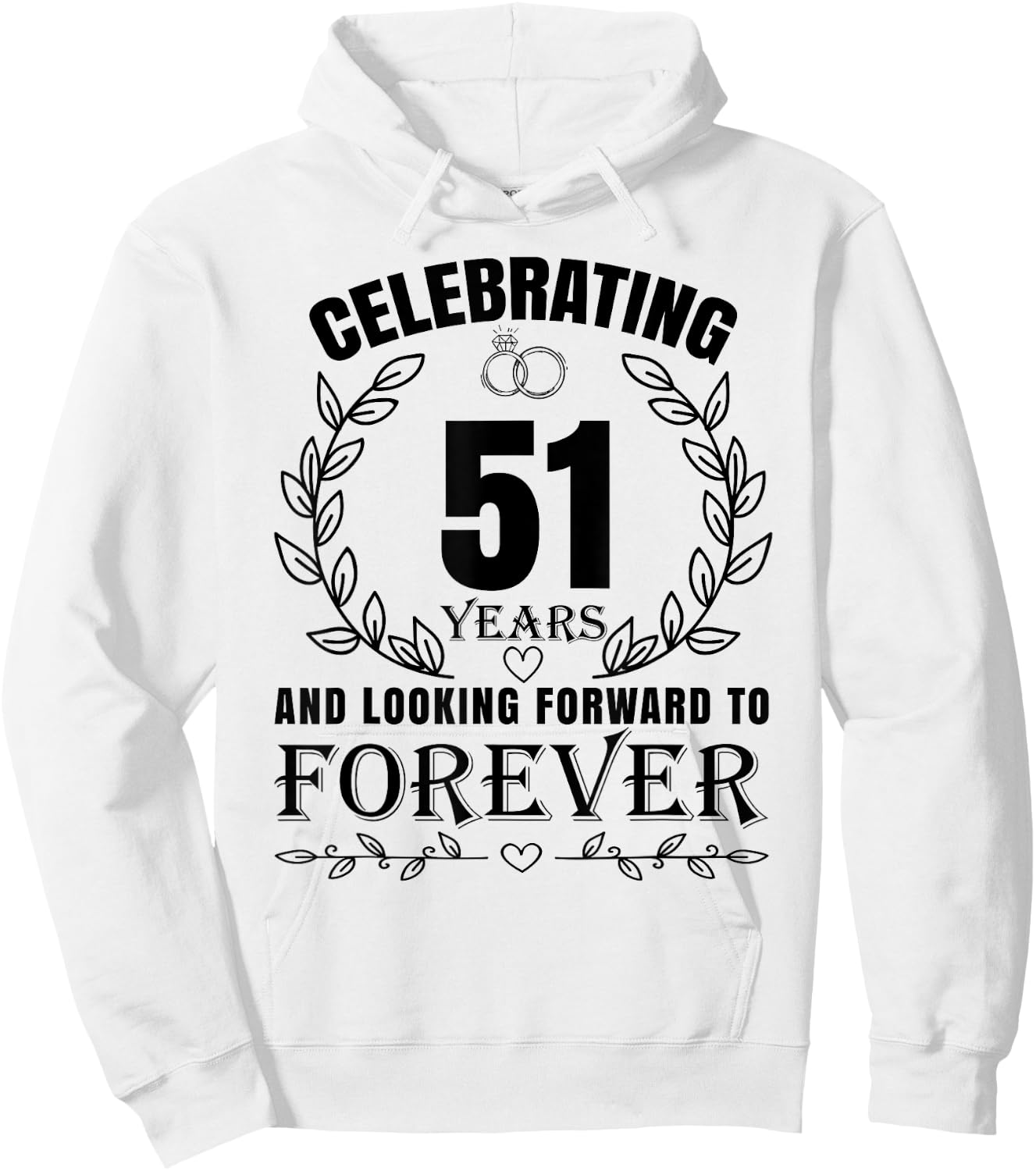 Cute 51st Wedding Anniversary for Couples Married 51 year Hoodie - Hoodie | White