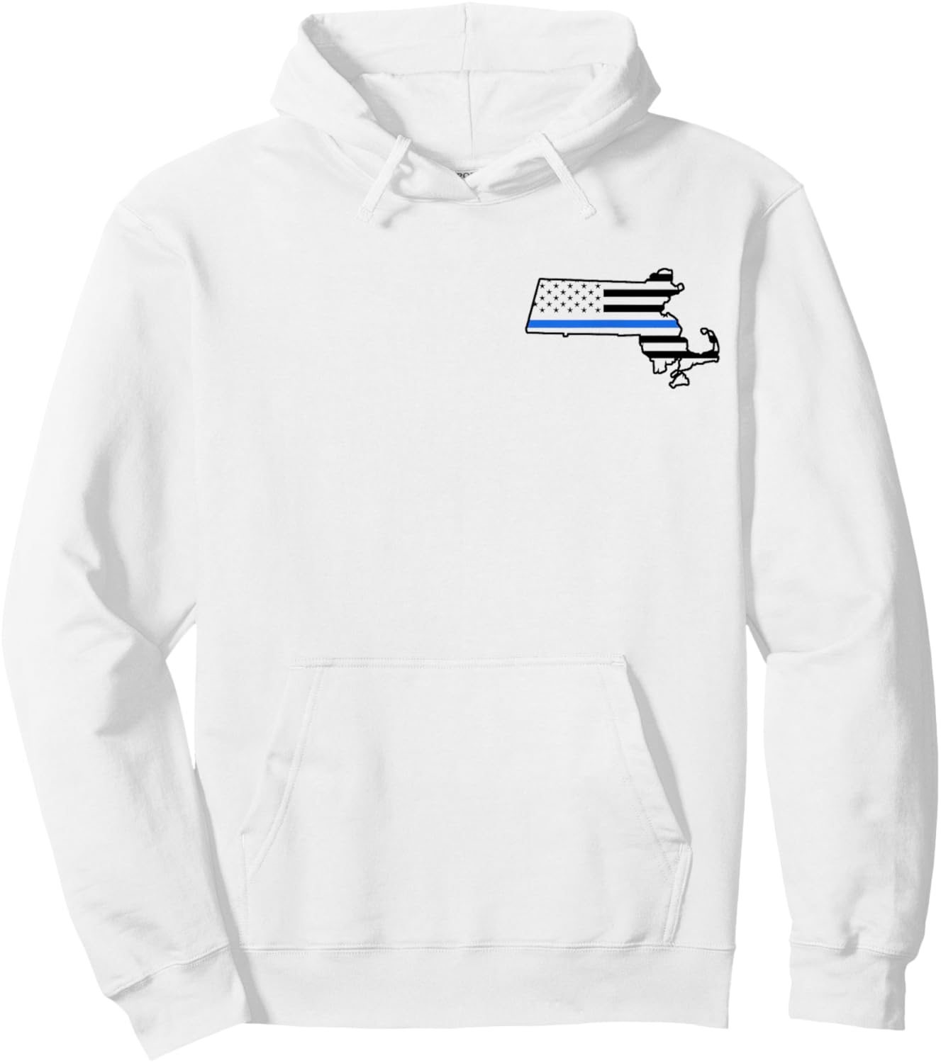 Massachusetts US Thin Blue Line Flag Police State Trooper Hoodie - Hoodie | White