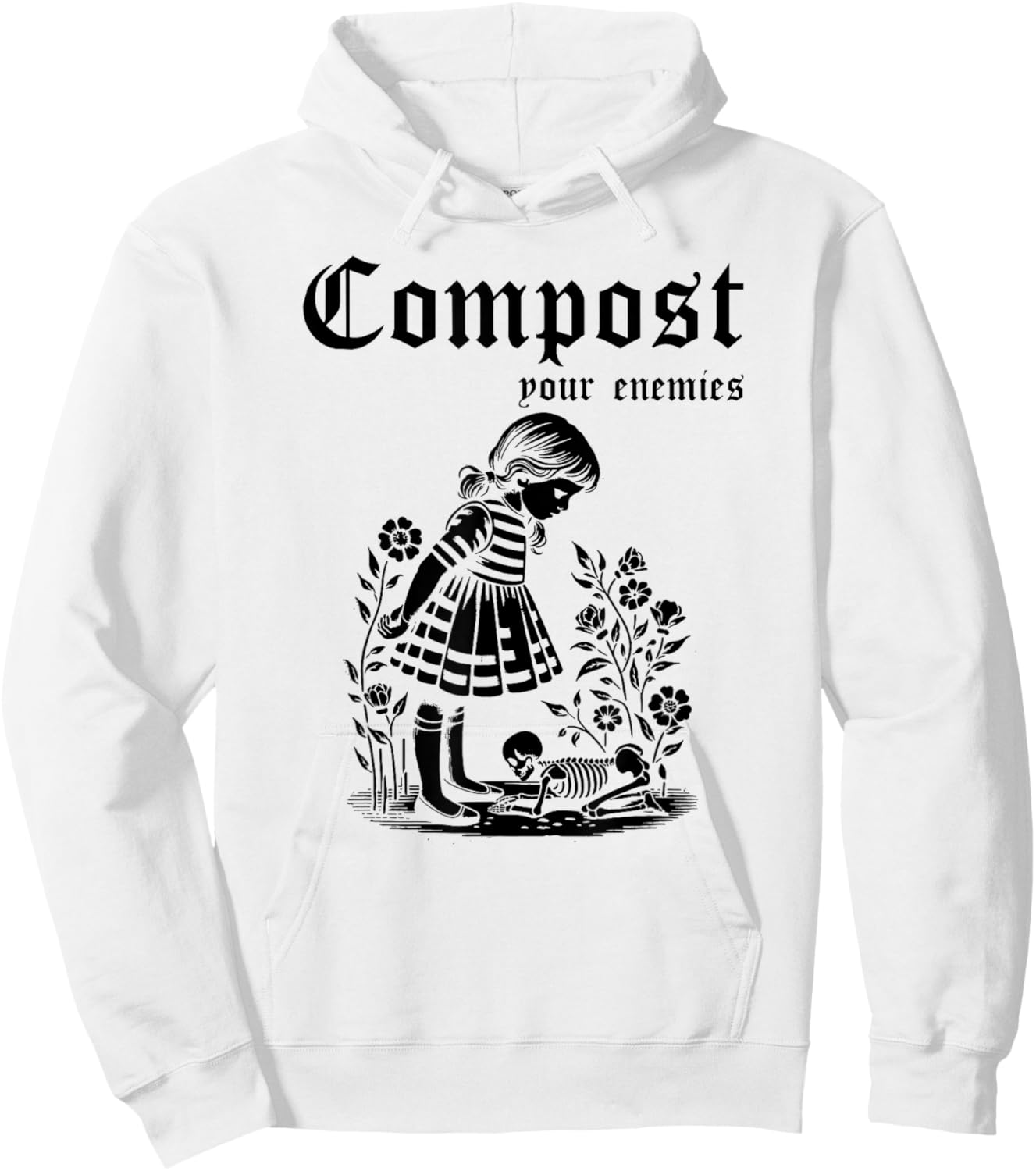 Compost Your Enemies Vintage Funny Hoodie - Hoodie | White