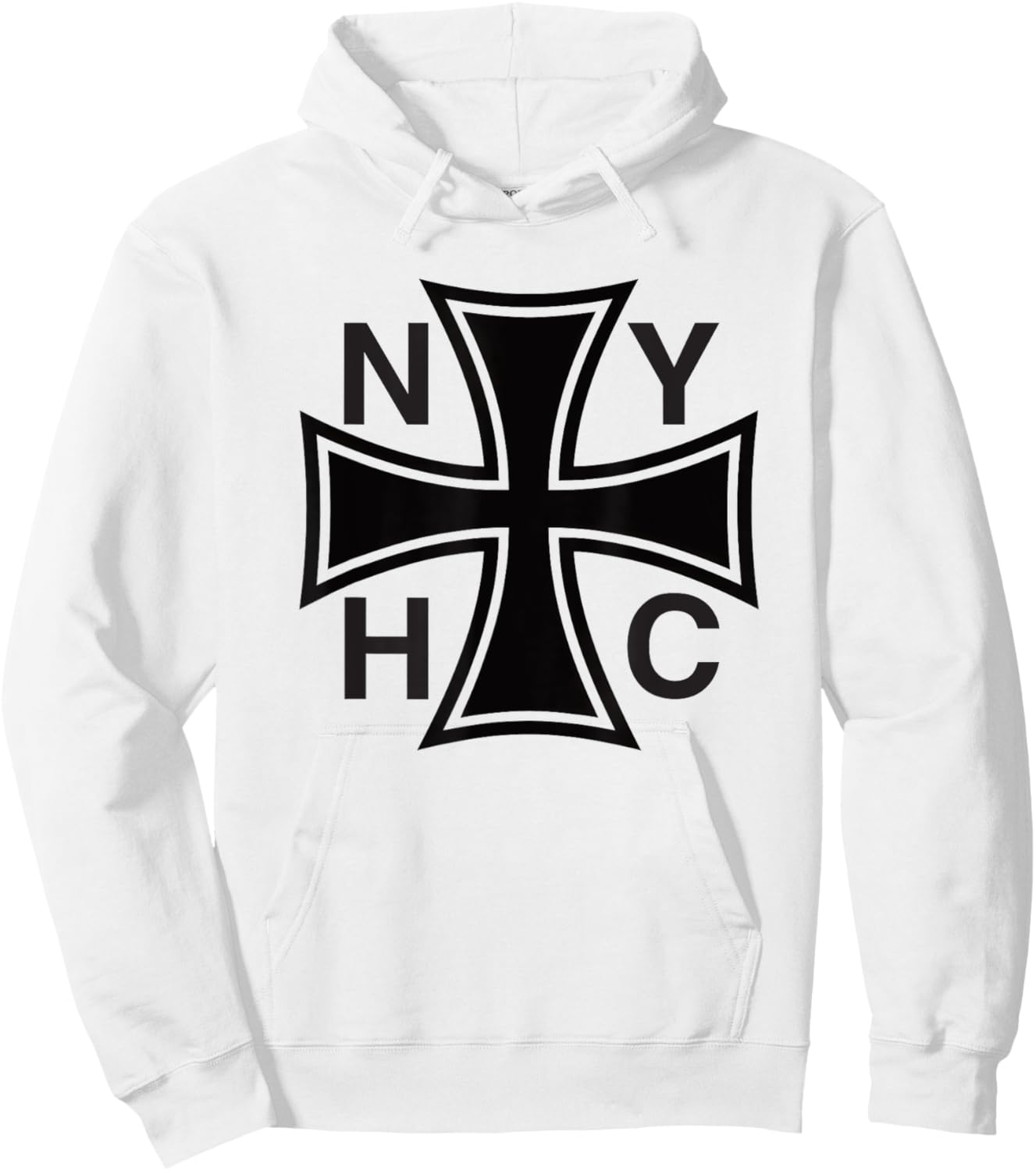 NEW YORK Hardcore is Worldwide NYHC Iron Cross Hoodie - Hoodie | White