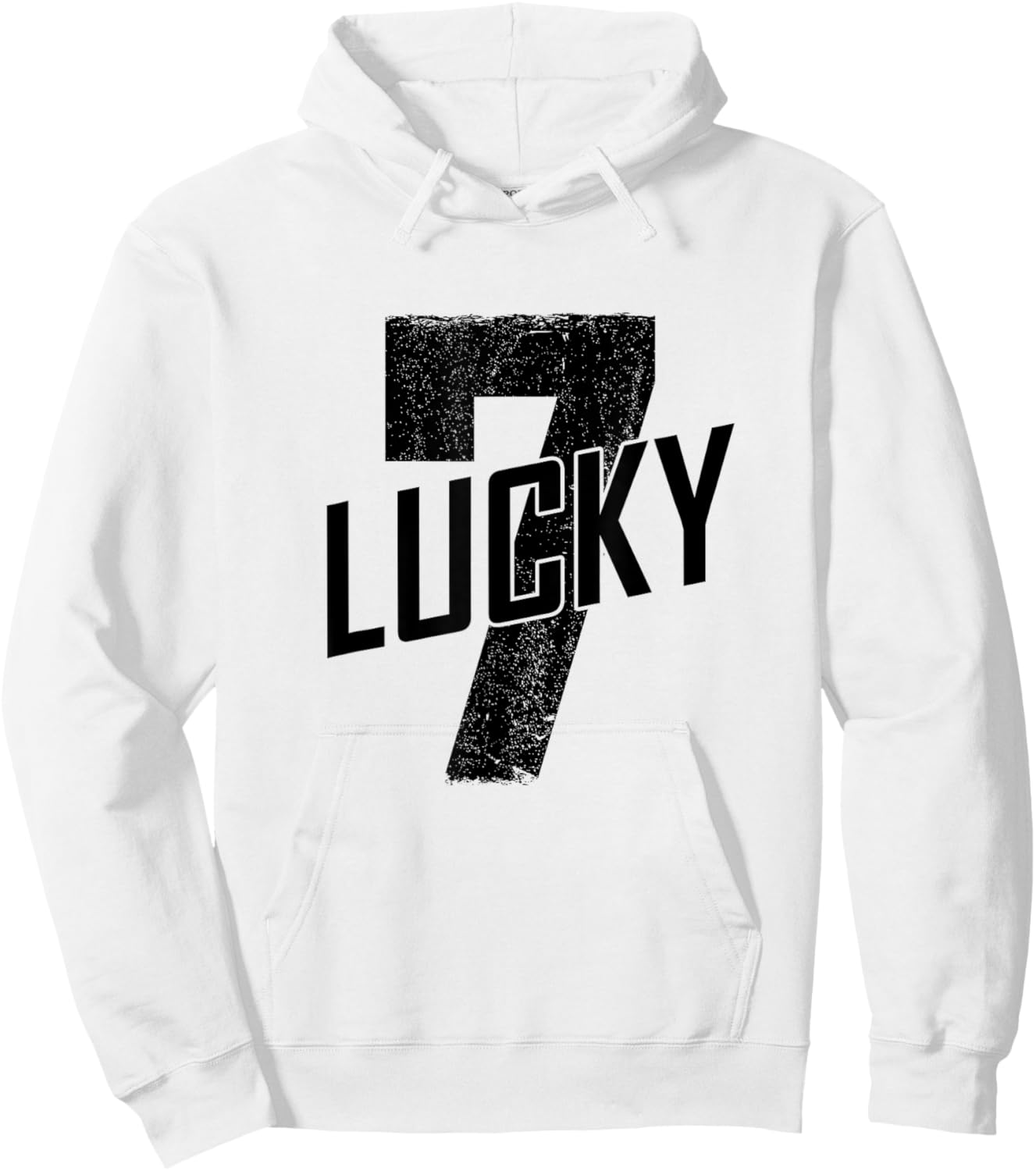 Lucky Seven Distressed In Black Lucky Number 7 Hoodie - Hoodie | White