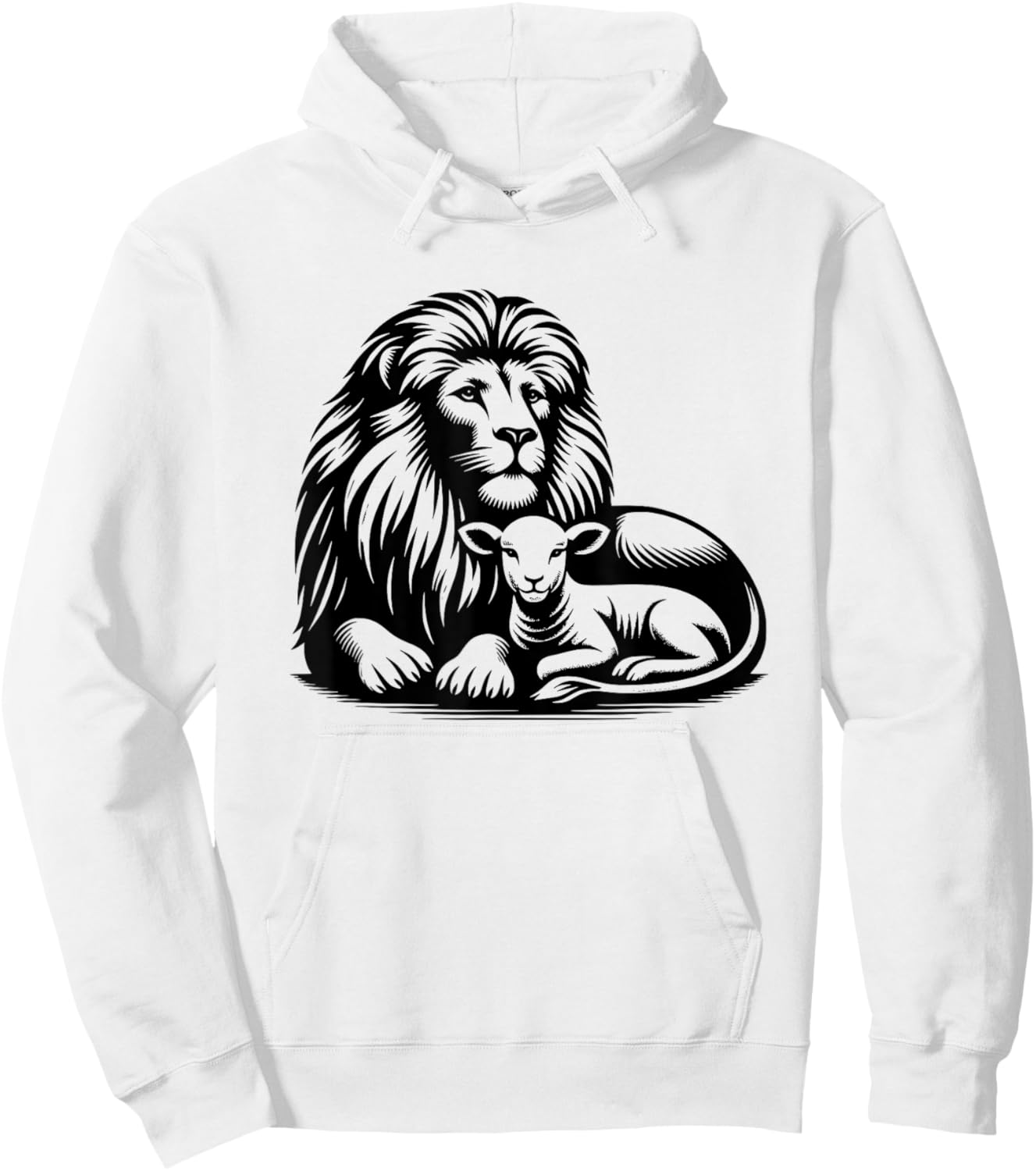 Lion and Lamb Black Design Christian Men Women Hoodie - Hoodie | White