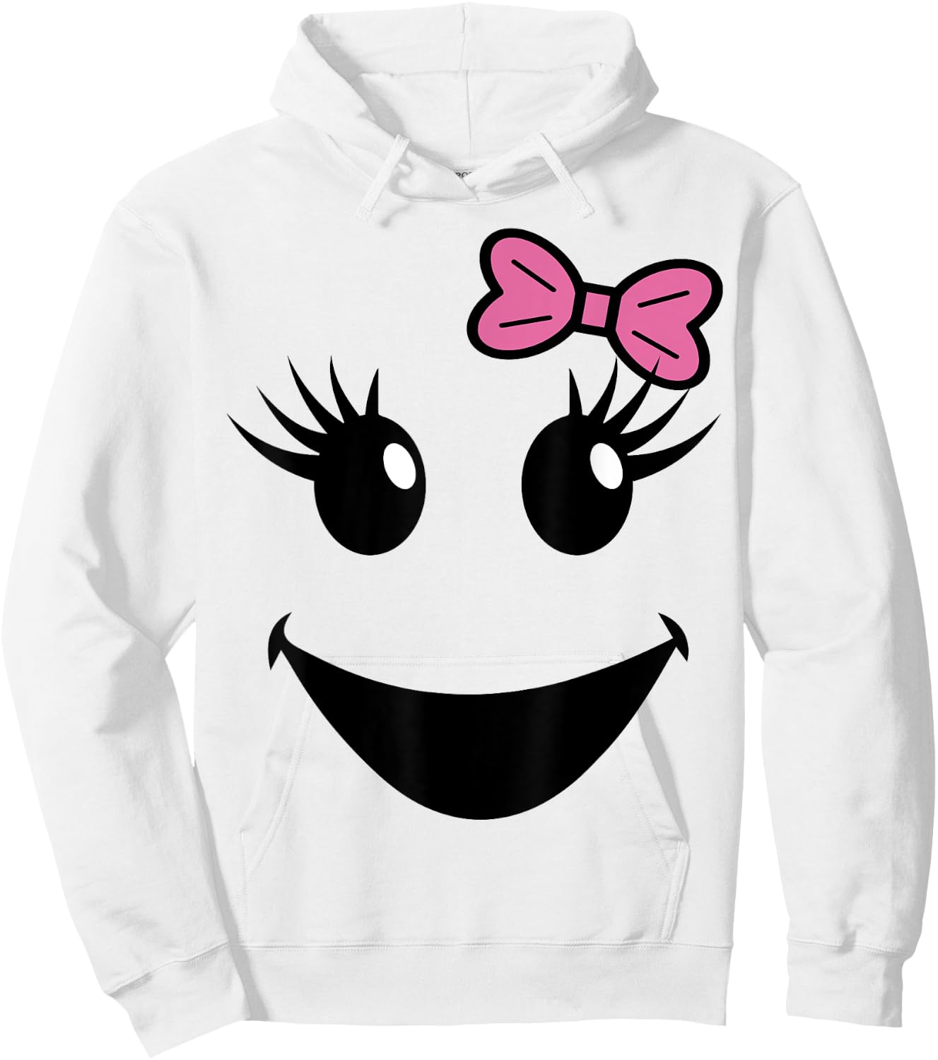 Cute Ghost Face With Bow Eyelashes Halloween Girls Hoodie - Hoodie | White